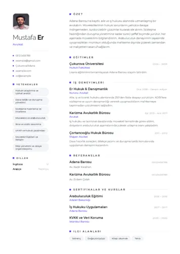 Avukat Cv Örnekleri cv indir